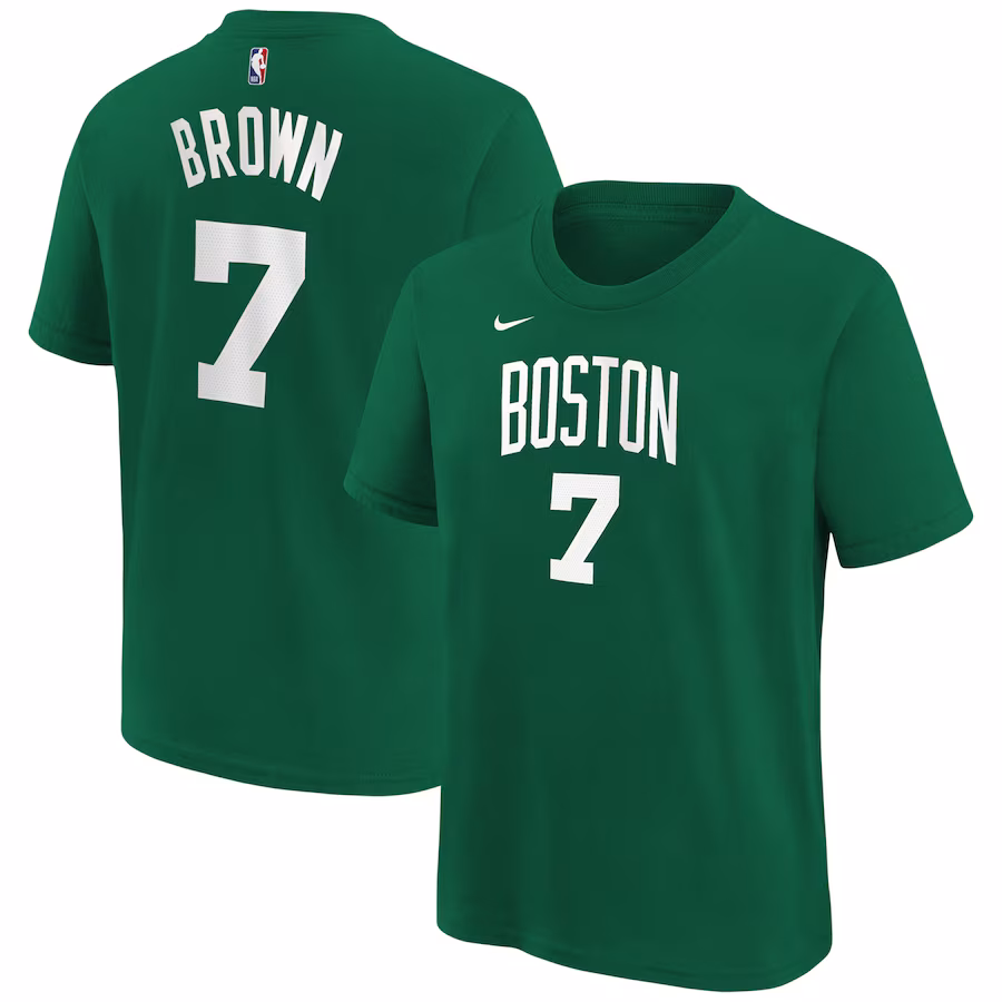 Youth Boston Celtics Jaylen Brown Kelly Green Icon Name & Number T-Shirt - Jersey