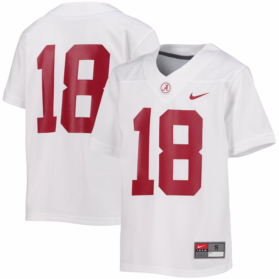 #18 Alabama Crimson Tide Nike Youth Untouchable Football Team Jersey - White - Jersey