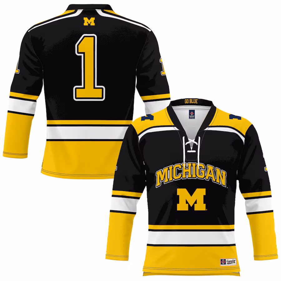 #1 Michigan Wolverines GameDay Greats Hockey Jersey - Black - Jersey