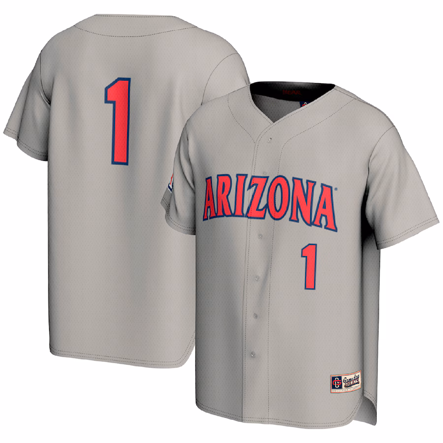 Men's GameDay Greats #1 Gray Arizona Wildcats Lightweight Baseball Fashion Jersey - Jersey