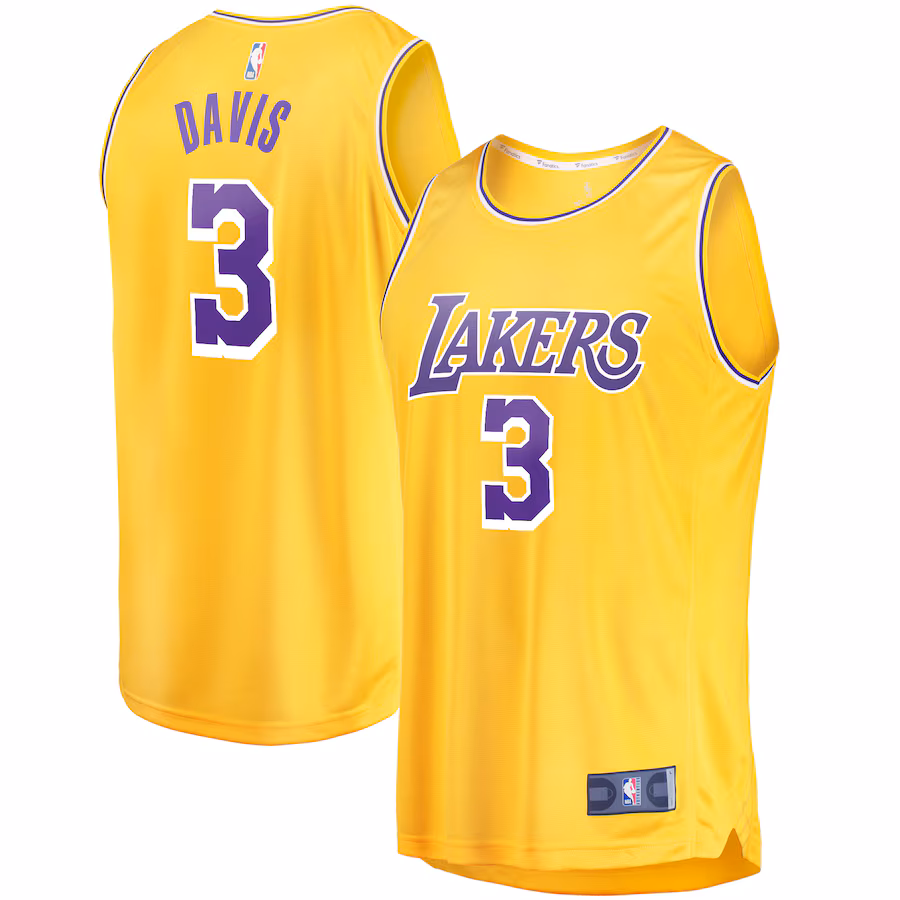 Youth Los Angeles Lakers Anthony Davis Fanatics Gold Fast Break Player Jersey - Icon Edition - Jersey