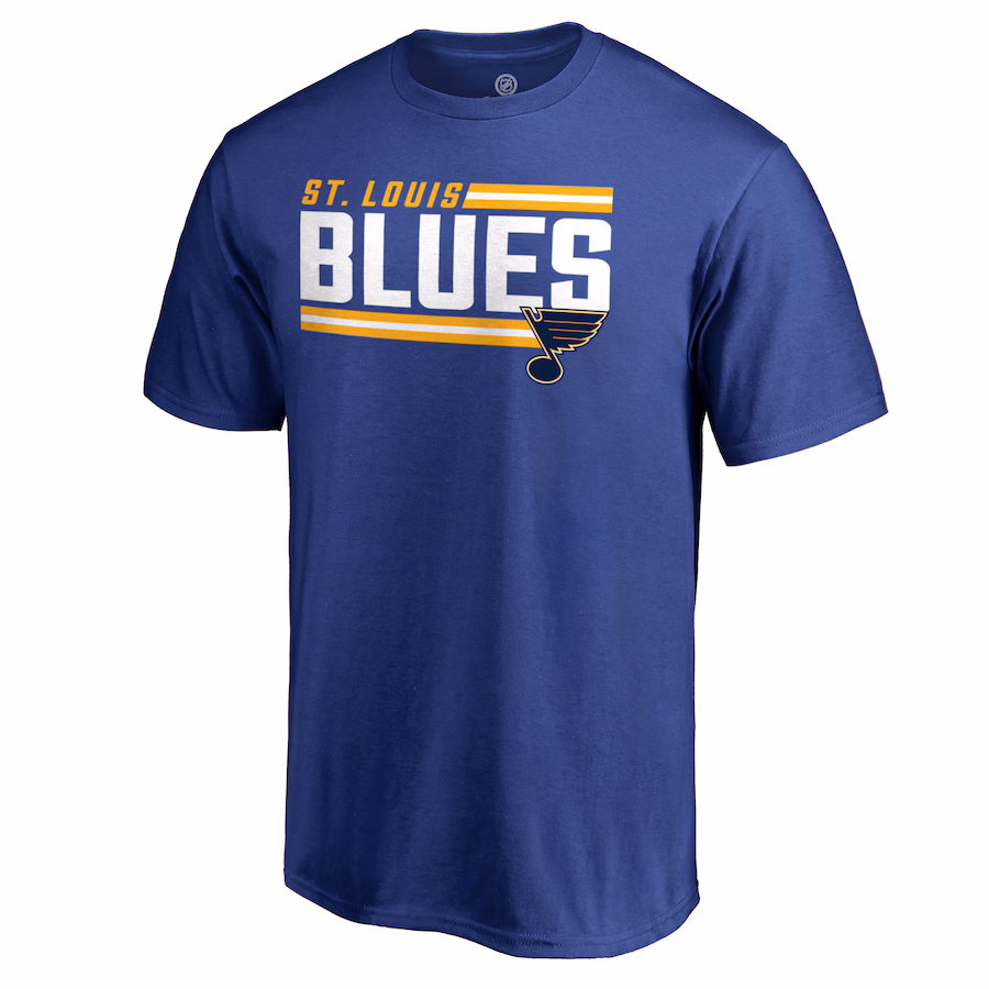 Men's St. Louis Blues Royal Iconic Collection On Side Stripe T-Shirt - Jersey