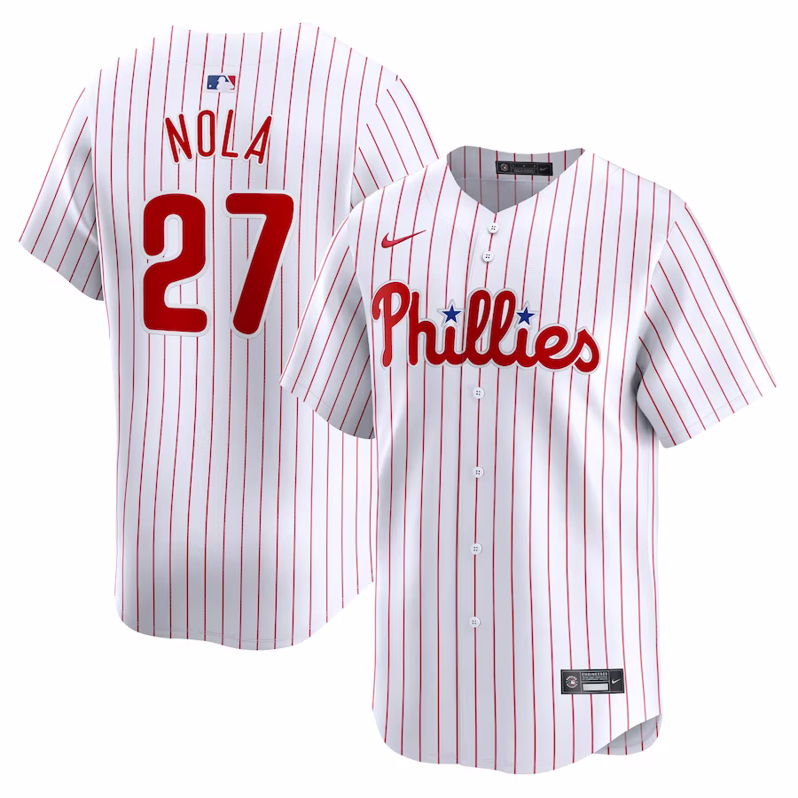 Men's Philadelphia Phillies Aaron Nola Nike White Home Limited Player Jersey - Jersey
