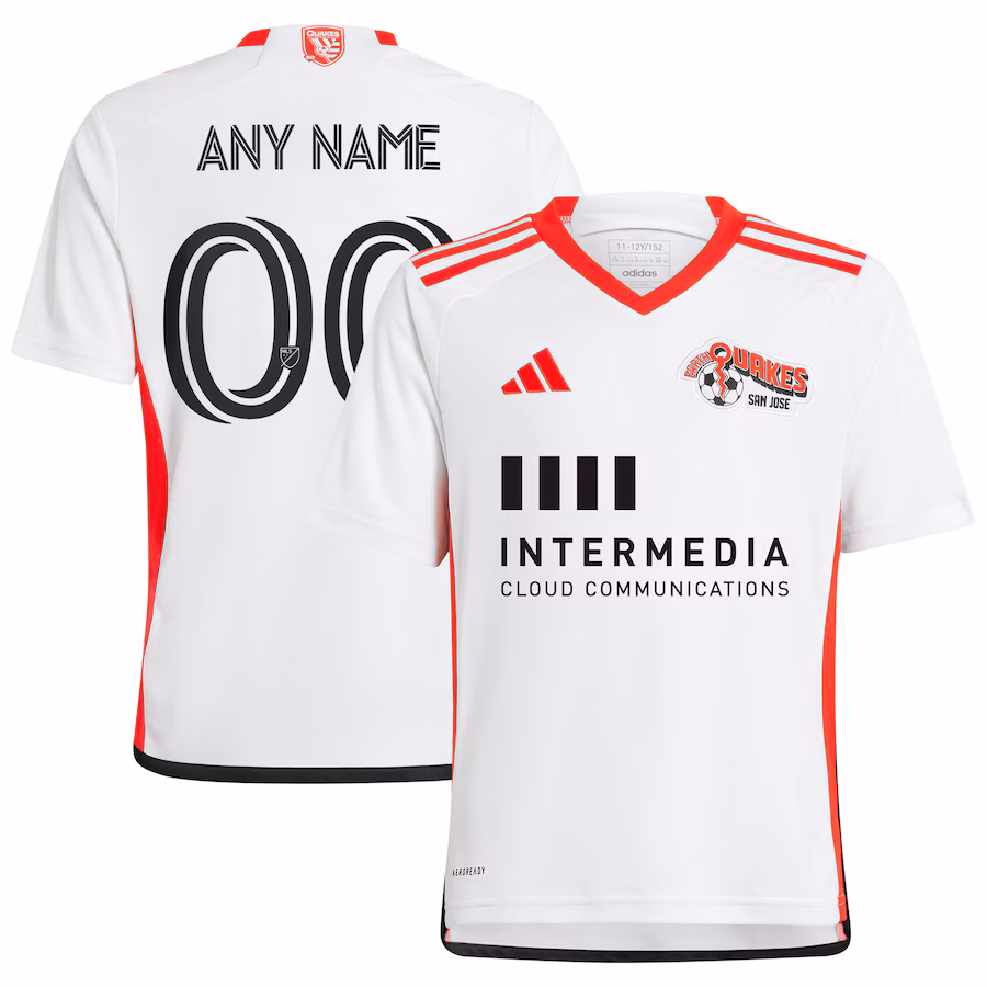 Youth San Jose Earthquakes  adidas White 2024 The 50 Kit Replica Custom Jersey - Jersey