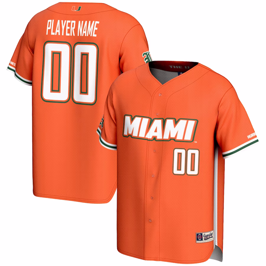 Miami Hurricanes GameDay Greats Youth NIL Pick-A-Player Lightweight Baseball Jersey - Orange - Jersey