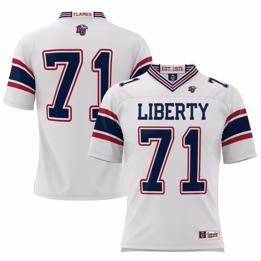 #71 Liberty Flames GameDay Greats Youth Football Jersey – White - Jersey