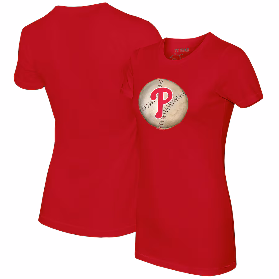 Women's Philadelphia Phillies Tiny Turnip Red Stitched Baseball T-Shirt - Jersey