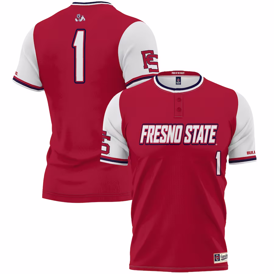 #1 Fresno State Bulldogs GameDay Greats Youth Lightweight Softball Jersey - Red - Jersey