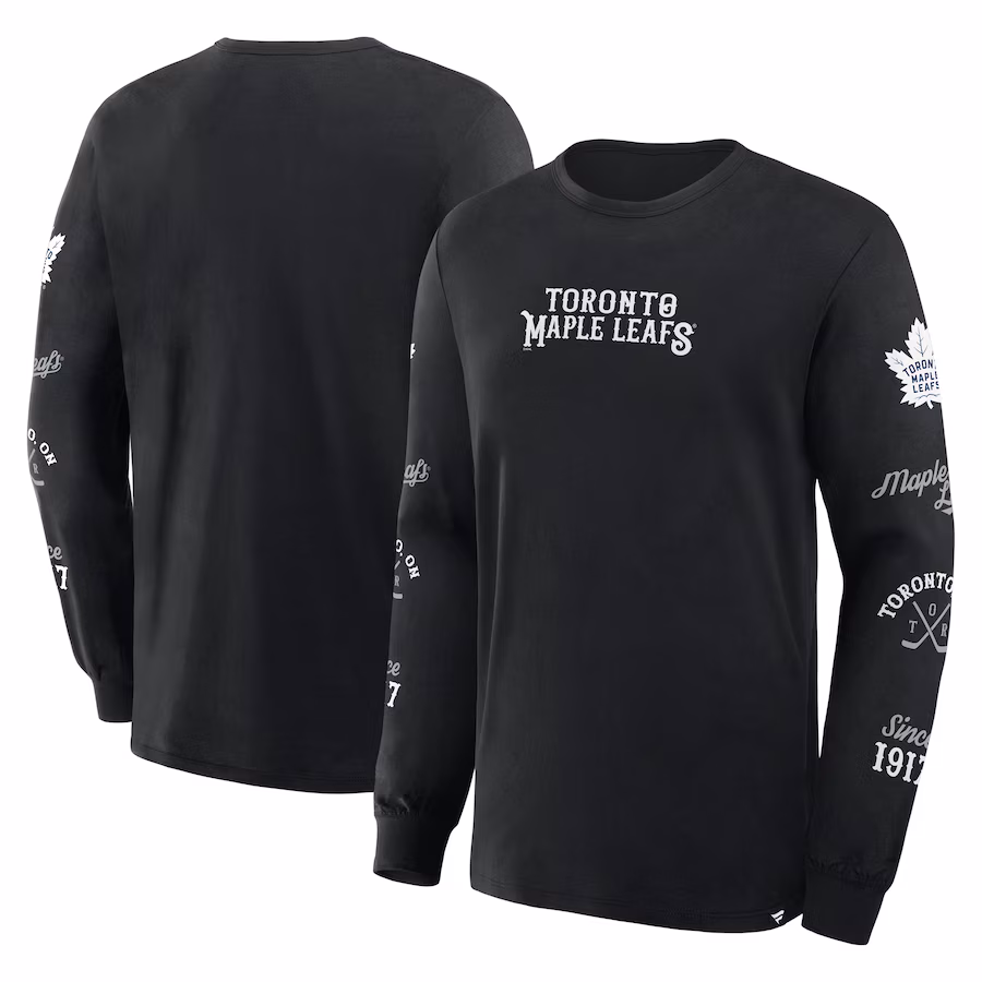 Men's Toronto Maple Leafs Fanatics Black Boxed In Legacy Long Sleeve T-Shirt - Jersey