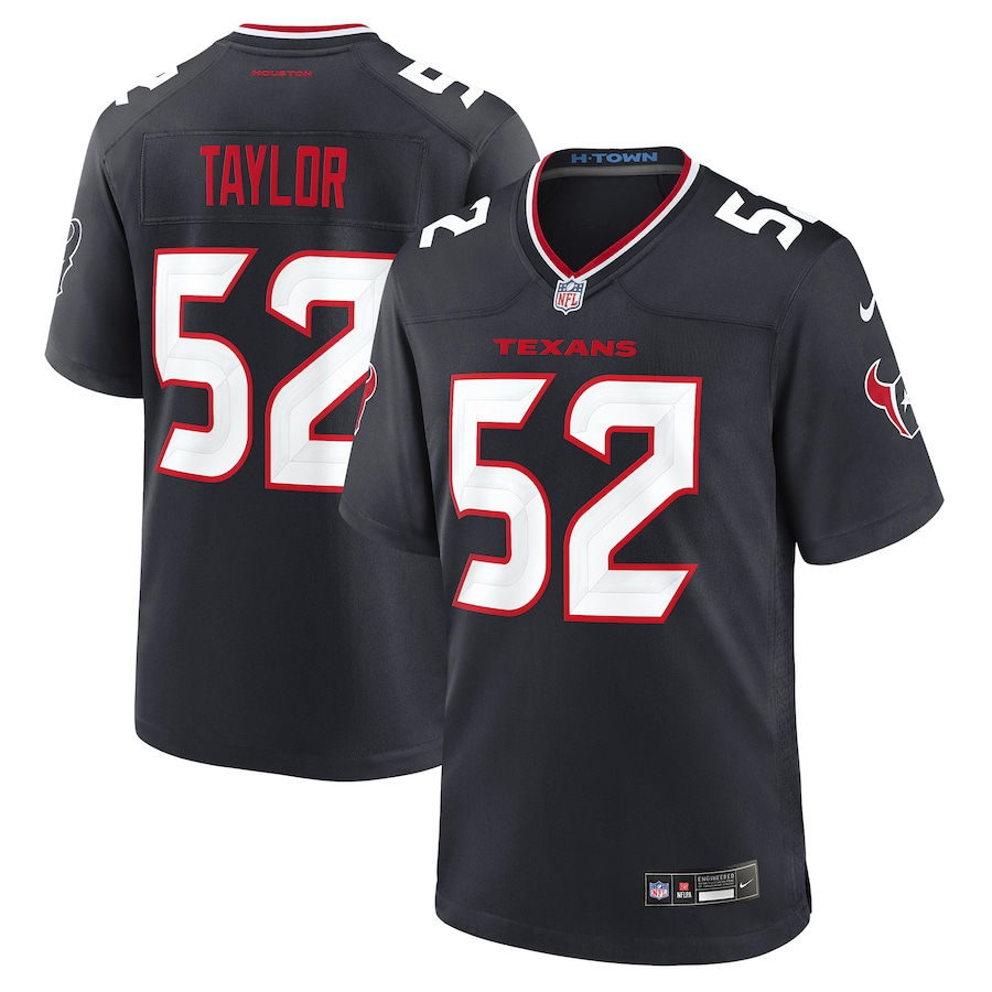 Men's Houston Texans Darrell Taylor Nike Navy Team Game Jersey - Jersey
