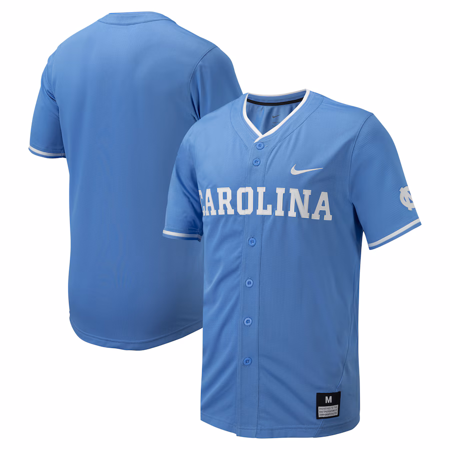 Men's Nike Carolina Blue North Carolina Tar Heels Replica Full-Button Baseball Jersey - Jersey