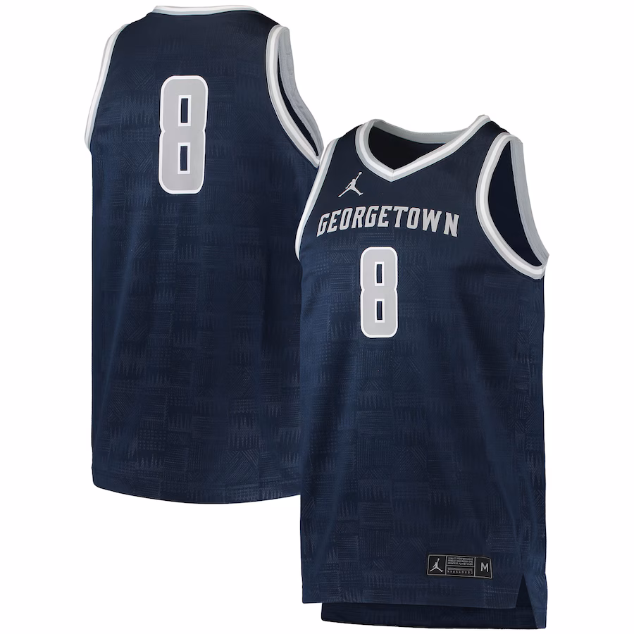Men's Jordan Brand #8 Navy Georgetown Hoyas Team Replica Basketball Jersey - Jersey