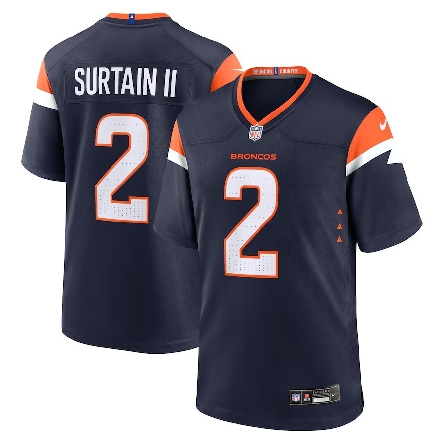 Men's Denver Broncos Patrick Surtain II Nike Navy Mile High Collection Alternate Game Jersey - Jersey