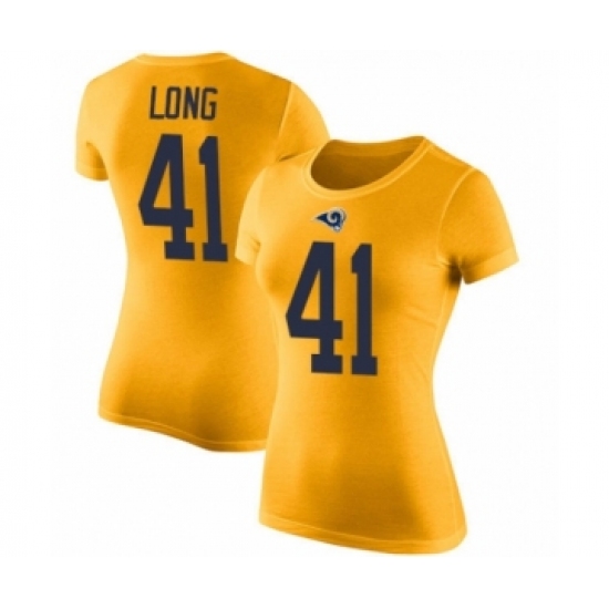 Women's Los Angeles Rams #41 David Long Gold Rush Pride Name & Number T-Shirt - Jersey