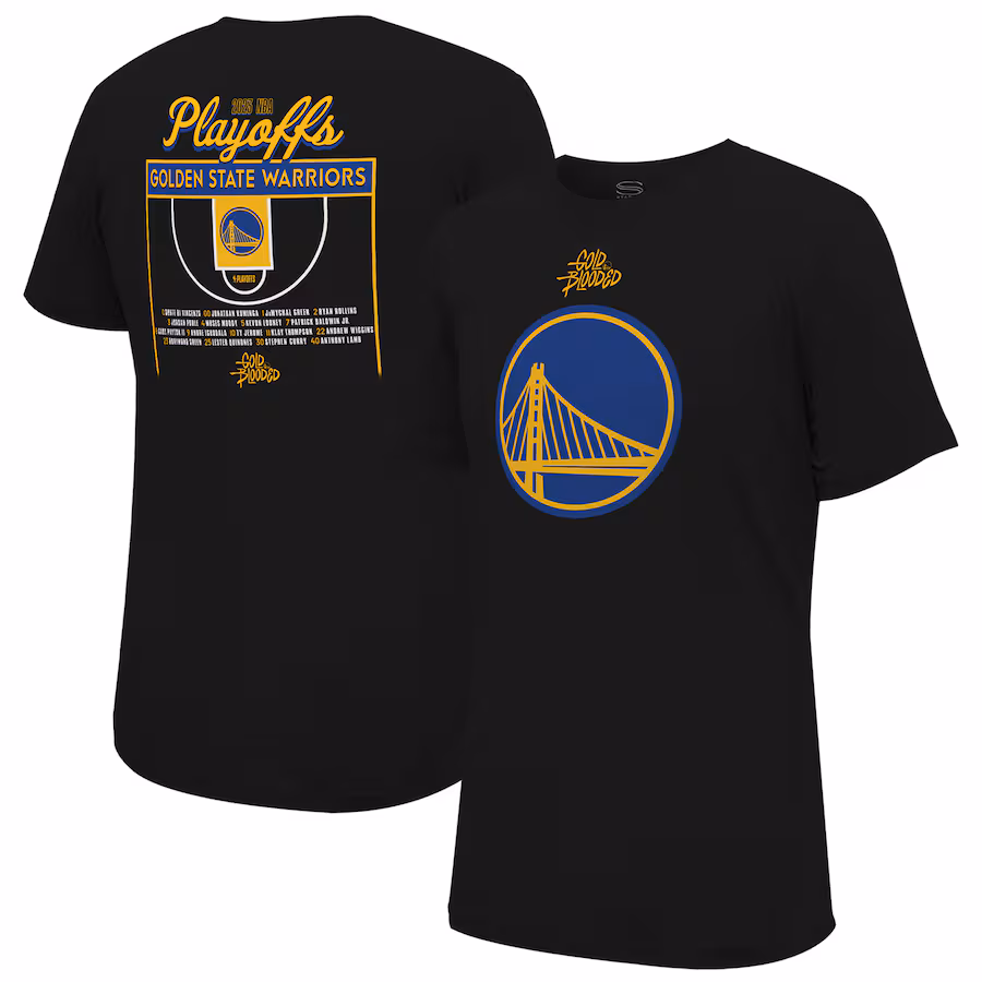 Unisex Golden State Warriors  Stadium Essentials Black 2023 NBA Playoffs Roster T-Shirt - Jersey