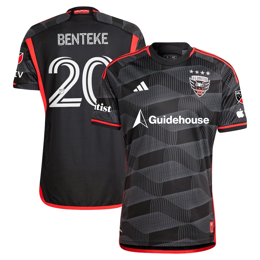 Men's D.C. United Christian Benteke adidas Black 2024 The Icon Kit Authentic Player Jersey - Jersey