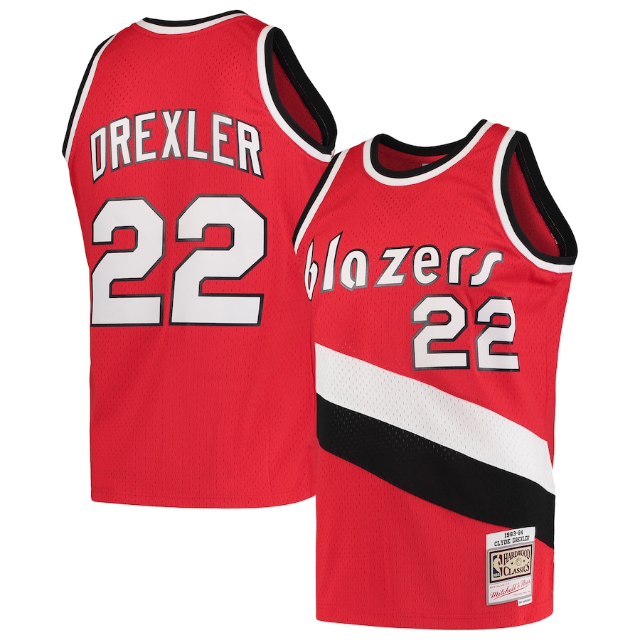 Men's Portland Trail Blazers Clyde Drexler Mitchell & Ness Red 1983/84 Hardwood Classics Swingman Jersey - Jersey