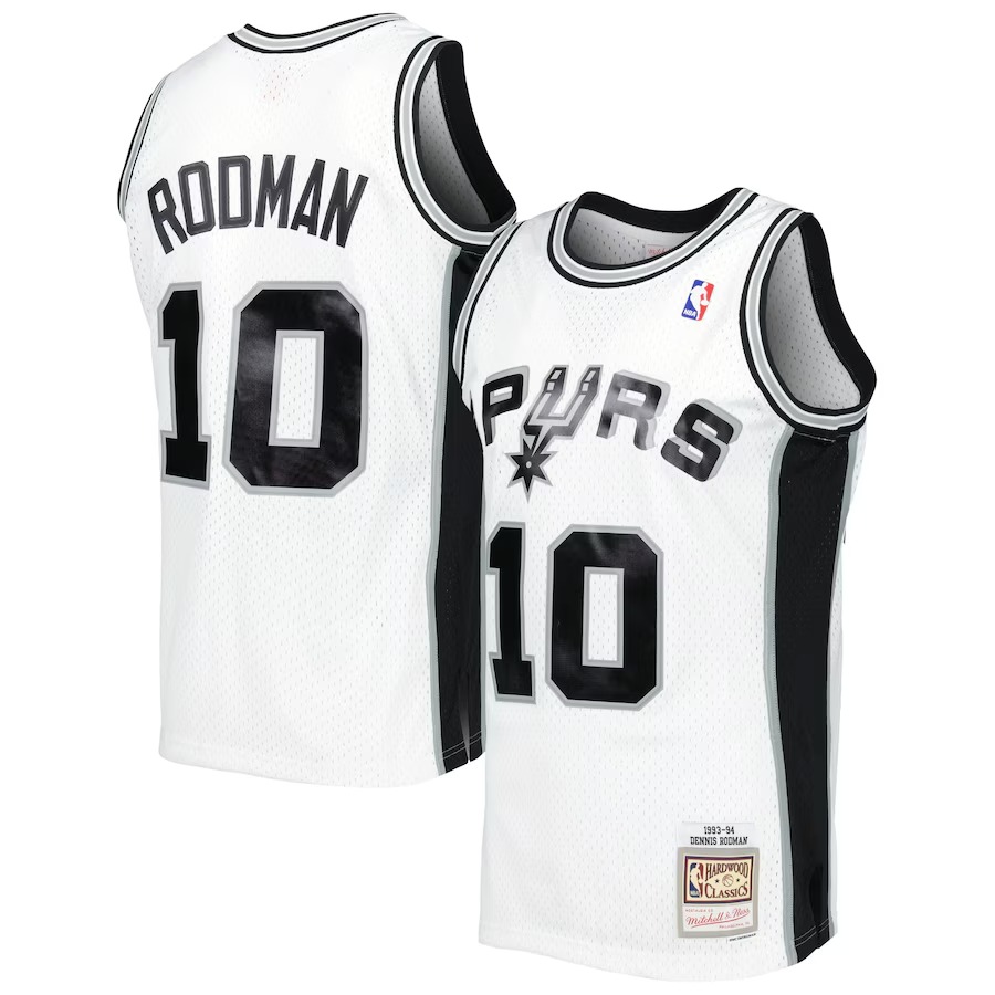 Men's San Antonio Spurs Dennis Rodman Mitchell & Ness White 2001/02 Hardwood Classics Swingman Jersey - Jersey