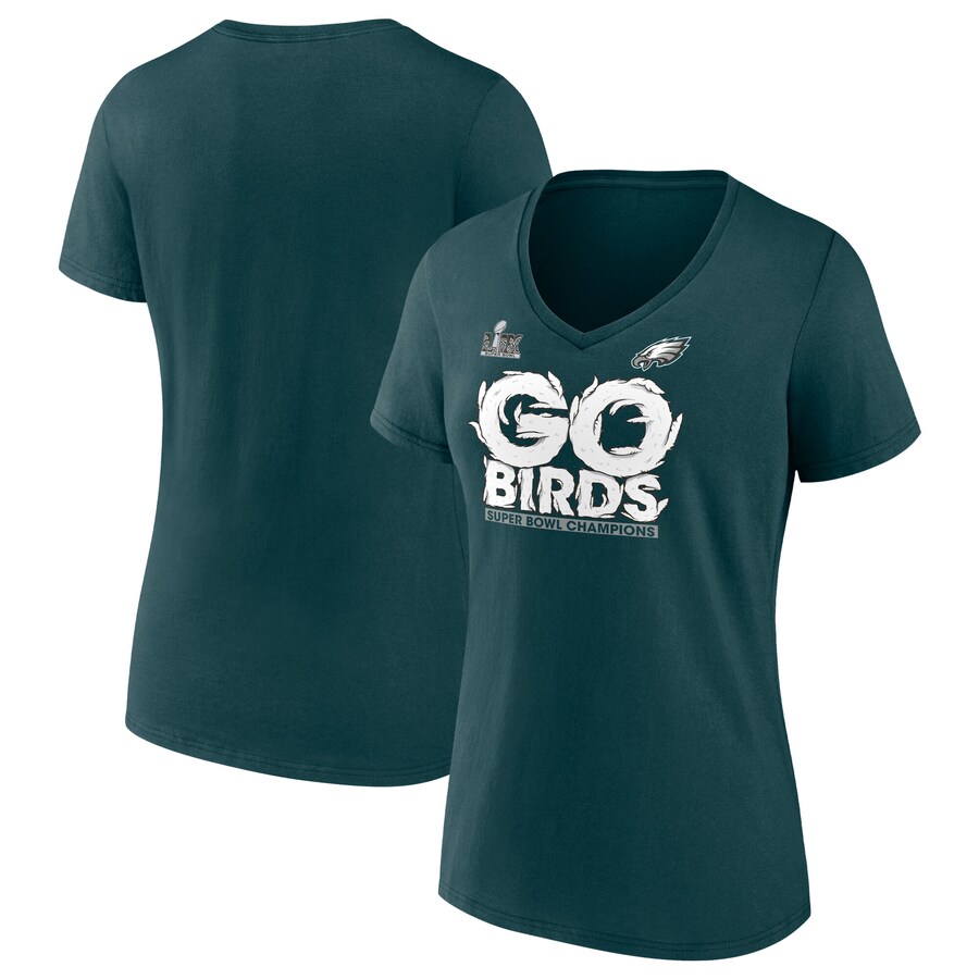 Women's Philadelphia Eagles  Fanatics Midnight Green Super Bowl LIX Champions Local V-Neck T-Shirt - Jersey