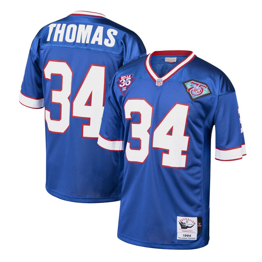 Men's Buffalo Bills 1985 Thurman Thomas Mitchell & Ness Royal Authentic Throwback Retired Player Jersey - Jersey