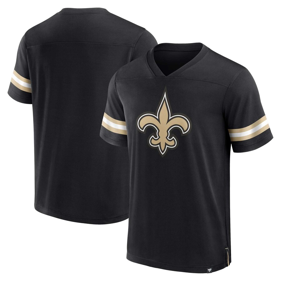 Men's New Orleans Saints  Fanatics Black Jersey Tackle V-Neck T-Shirt - Jersey