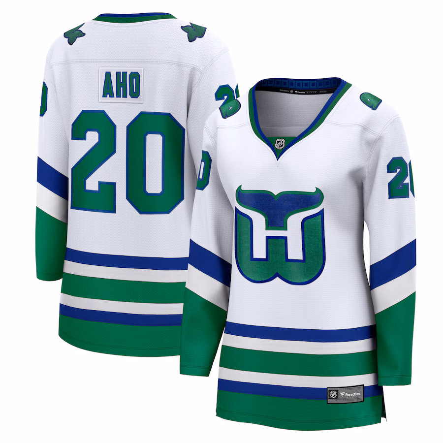 Women's Carolina Hurricanes Sebastian Aho Fanatics White Whalers Premier Breakaway Jersey - Jersey