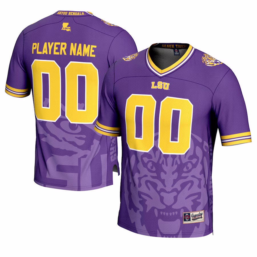 LSU Tigers GameDay Greats Icon Print NIL Pick-A-Player Football Jersey - Purple - Jersey