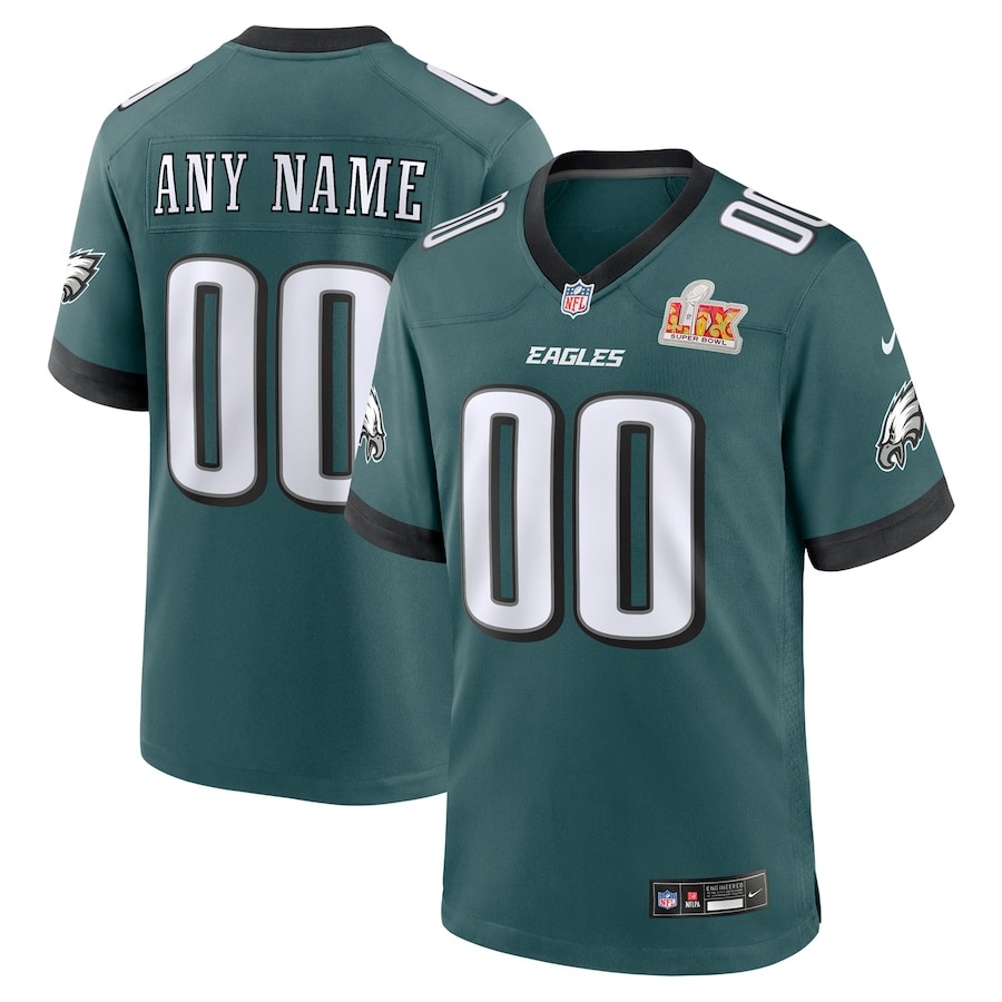 Men's Philadelphia Eagles Nike Midnight Green Super Bowl LIX Custom Game Jersey - Jersey