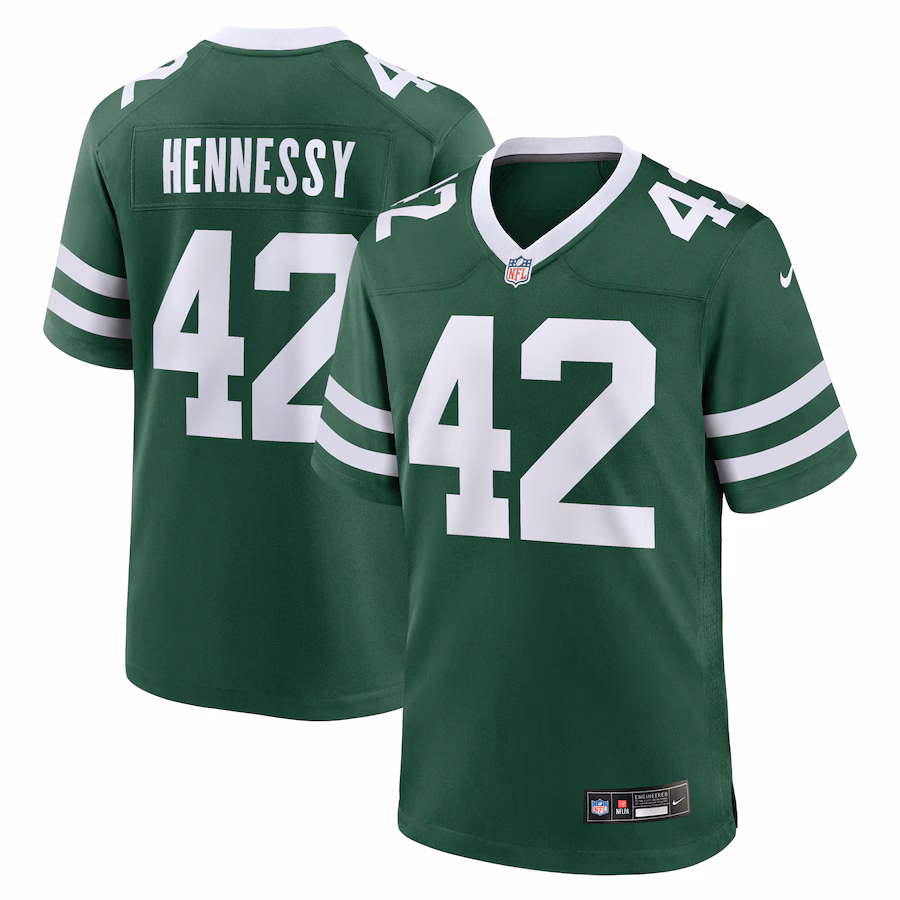Men's New York Jets Thomas Hennessy Nike Legacy Green Team Game Jersey - Jersey