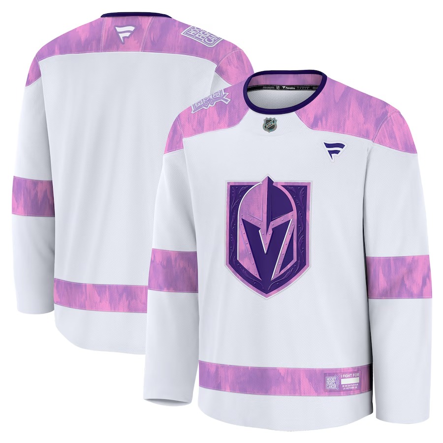 Men's Vegas Golden Knights Fanatics White 2024 Hockey Fights Cancer Practice Jersey - Jersey
