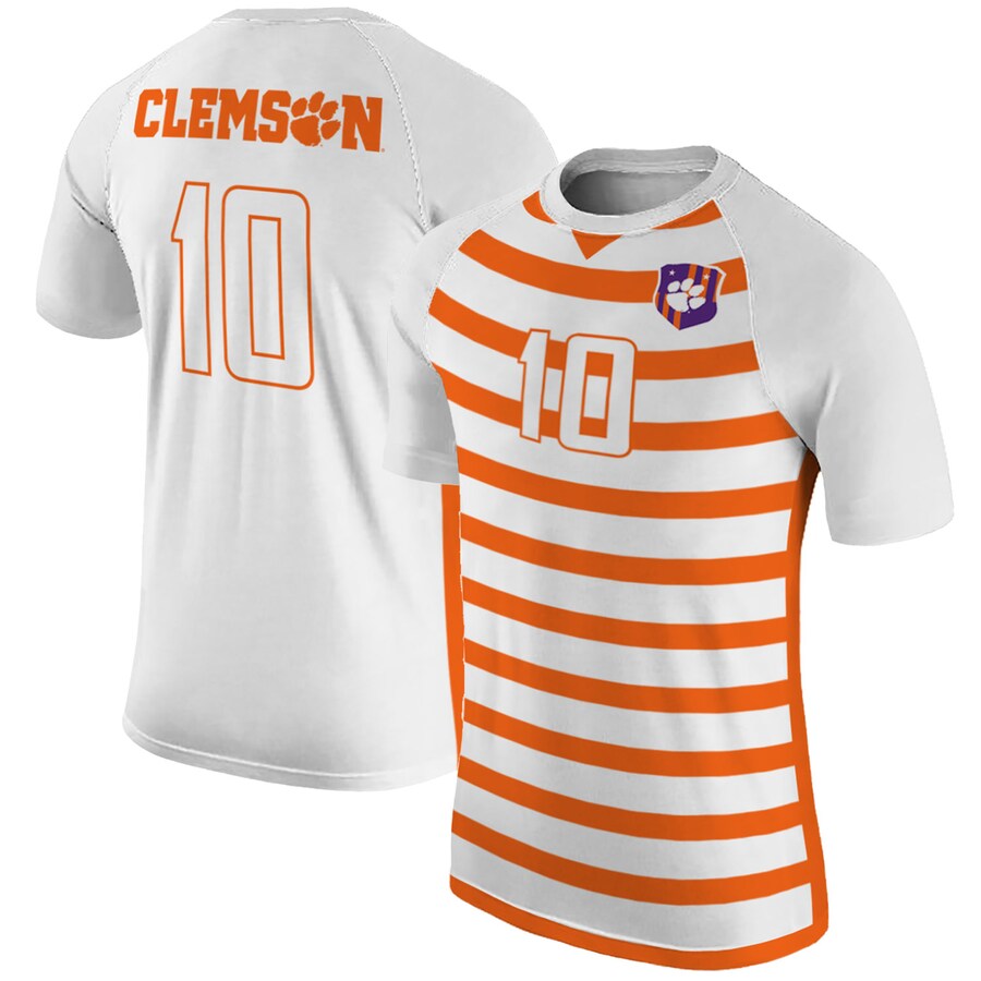 Men's Original Retro Brand #10 White Clemson Tigers Soccer Jersey - Jersey