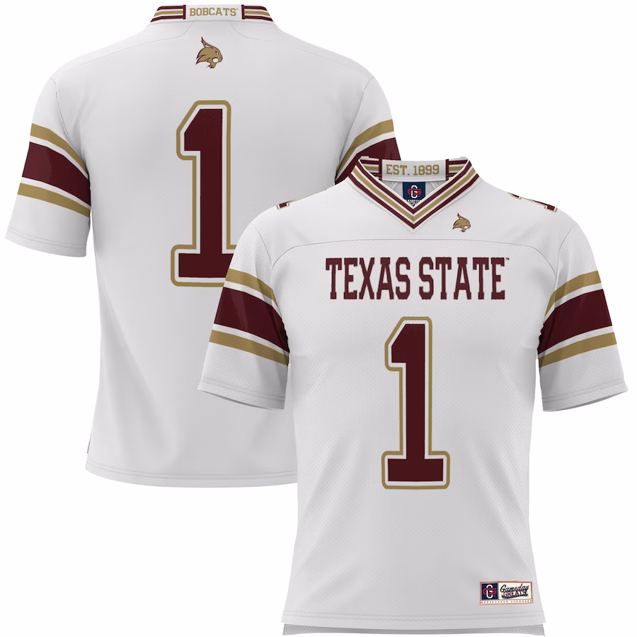 #1 Texas State Bobcats GameDay Greats Youth Endzone Football Jersey - White - Jersey