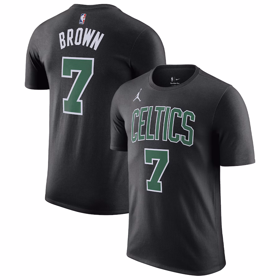 Men's Boston Celtics Jaylen Brown Jordan Brand Black 2022/23 Statement Edition Name & Number T-Shirt - Jersey