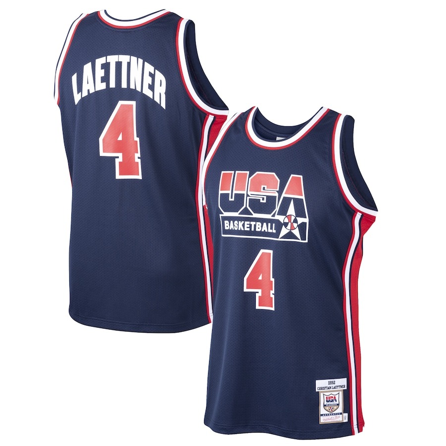 Men's USA Basketball Christian Laettner Mitchell & Ness Navy 1992 Dream Team Authentic Jersey - Jersey