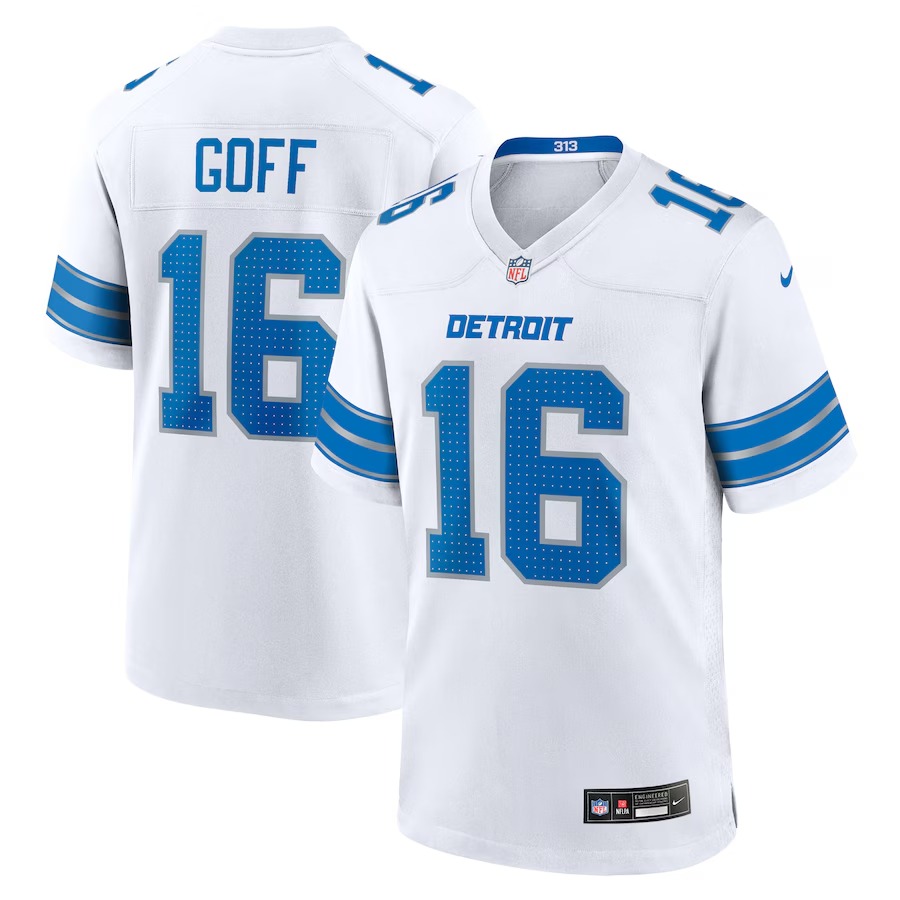 Men's Detroit Lions Jared Goff Nike White Game Jersey - Jersey