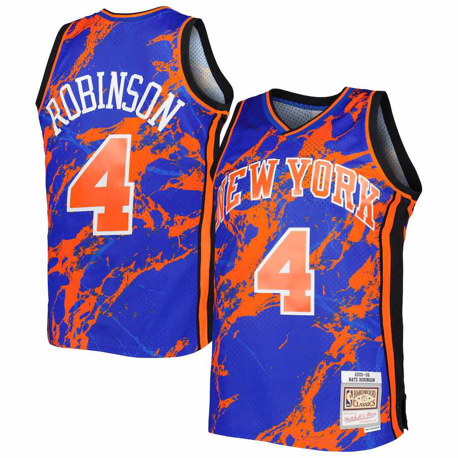 Men's New York Knicks Nate Robinson Mitchell & Ness Blue 2005/06 Hardwood Classics Marble Swingman Jersey - Jersey