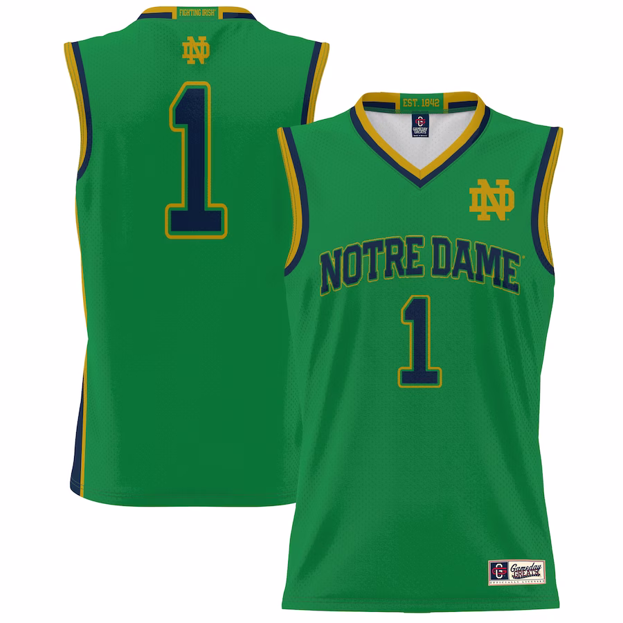 #1 Notre Dame Fighting Irish GameDay Greats Youth Lightweight Basketball Jersey - Green - Jersey