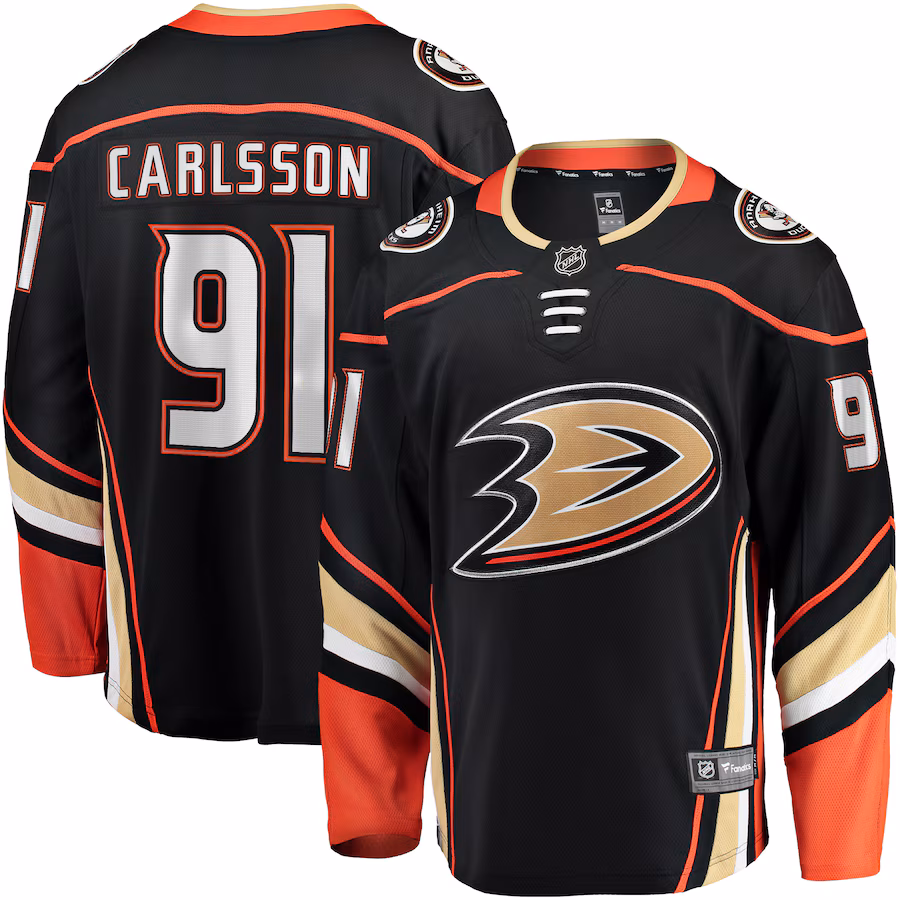 Men's Anaheim Ducks Leo Carlsson Fanatics Black Home Breakaway Player Jersey - Jersey