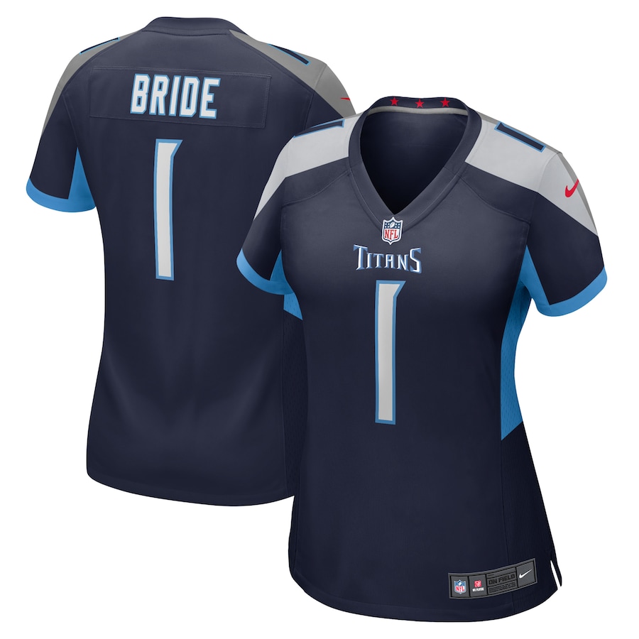 Women's Tennessee Titans Number 1 Bride Nike Navy Game Jersey - Jersey