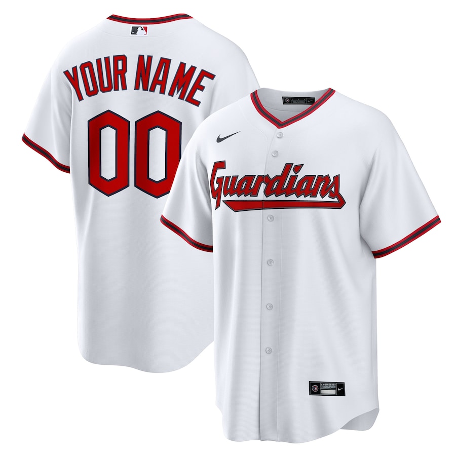 Men's Cleveland Guardians Nike White Home Custom Replica 2.0 Jersey - Jersey