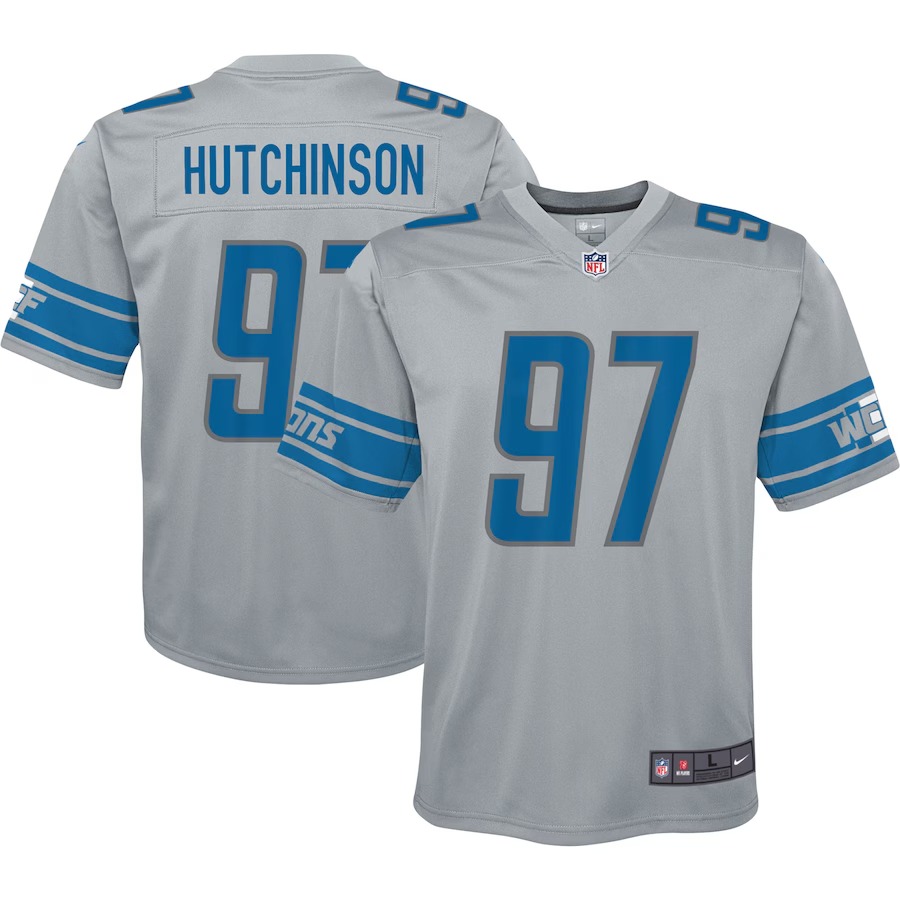 Youth Detroit Lions Aidan Hutchinson Nike Silver Inverted Game Jersey - Jersey
