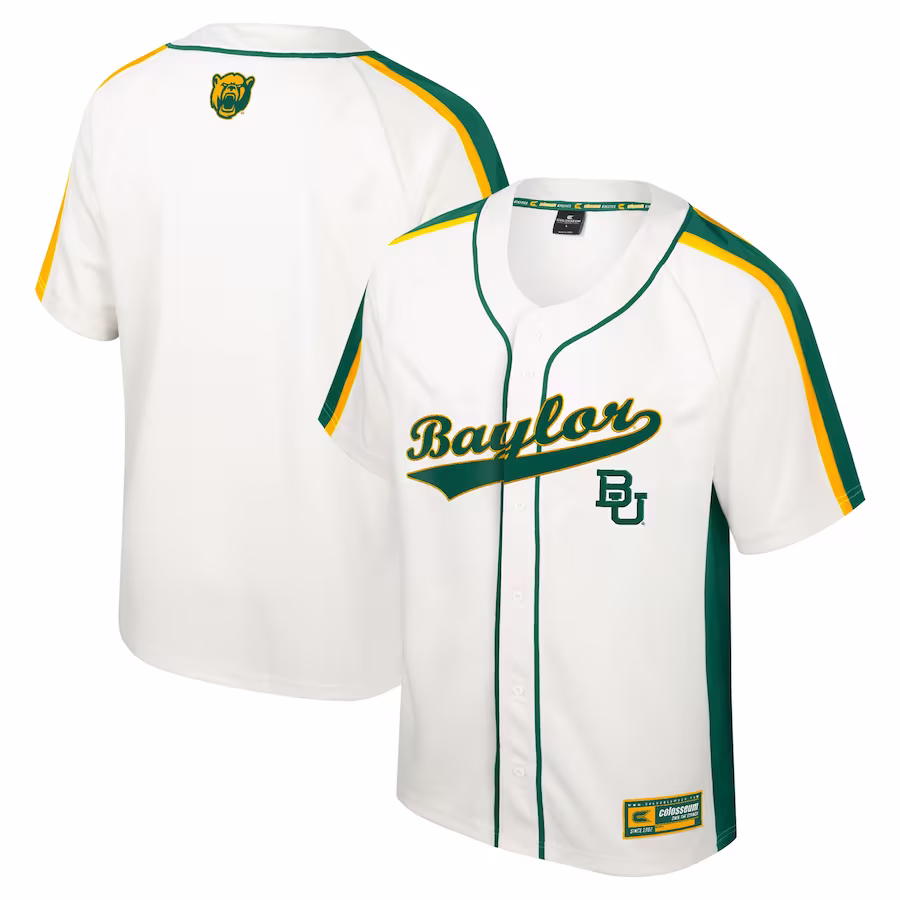 Baylor Bears Colosseum Ruth Button-Up Baseball Jersey - Cream - Jersey