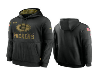Men's Green Bay Packers Black 2020 Salute to Service Sideline Performance Pullover Hoodie - Jersey