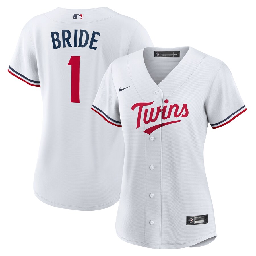 Women's Minnesota Twins Nike White #1 Bride Home Replica Jersey - Jersey