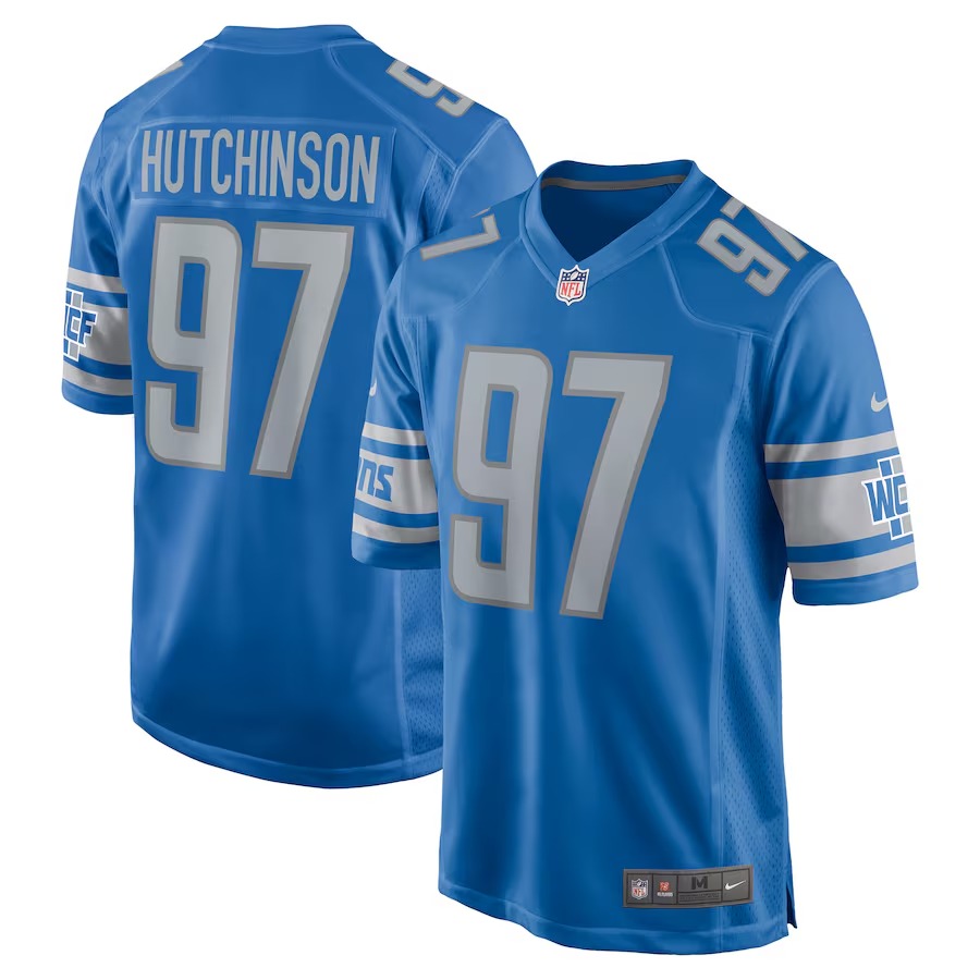Youth Detroit Lions Aidan Hutchinson Nike Blue Game Jersey - Jersey