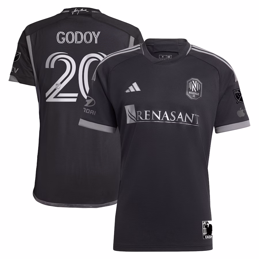 Men's Nashville SC Anibal Godoy adidas Black 2023 Man In Black Kit Authentic Player Jersey - Jersey