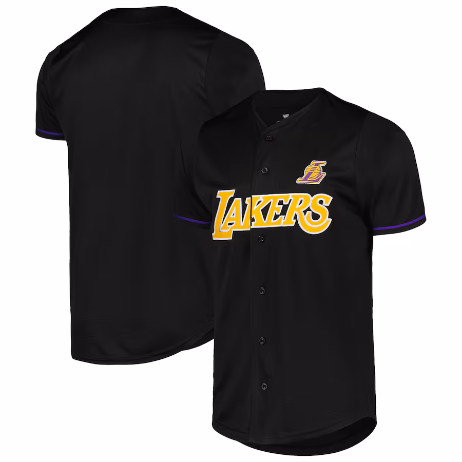 Men's Los Angeles Lakers Fanatics Black Pop Baseball Jersey - Jersey