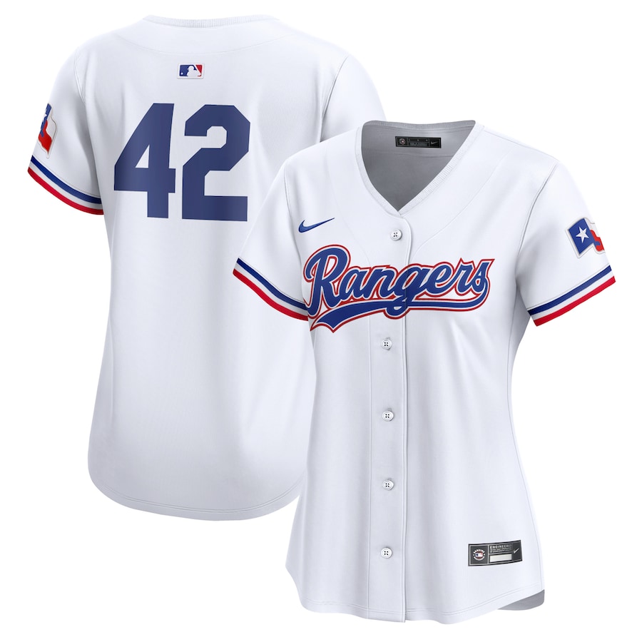 Women's Texas Rangers  Nike White 2024 Jackie Robinson Day Home Limited Jersey - Jersey