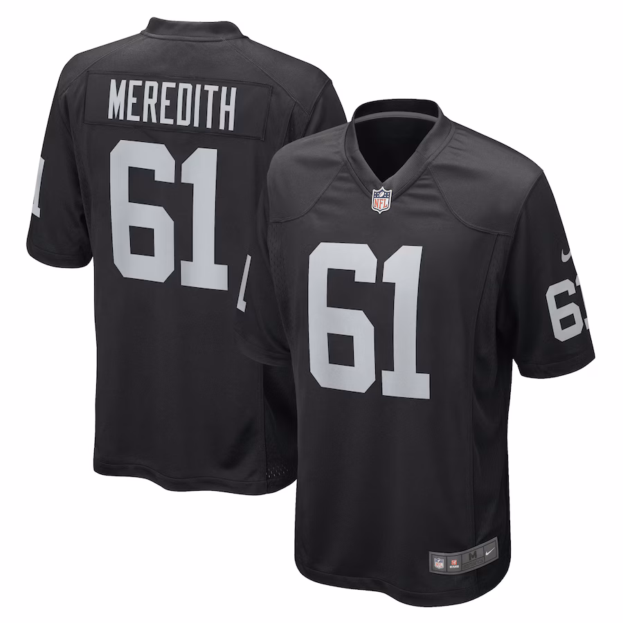 Men's Las Vegas Raiders Jordan Meredith Nike Black Game Player Jersey - Jersey