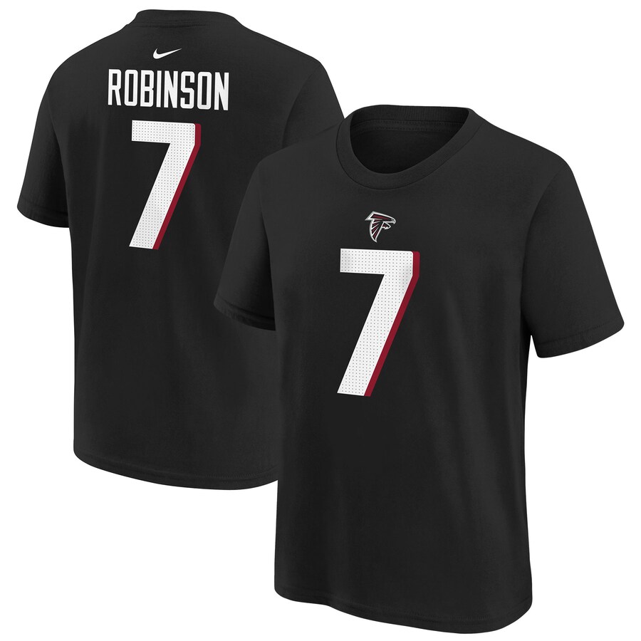 Youth Atlanta Falcons Bijan Robinson Black Nike Player Name & Number T-Shirt - Jersey